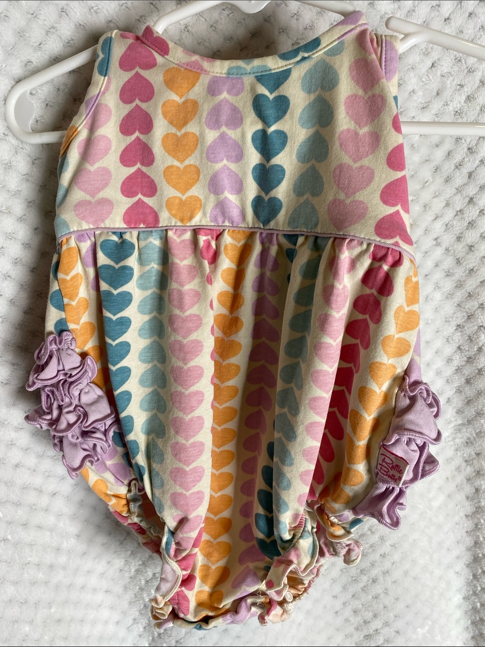Ruffle Butts Multicolor Heart Print Bubble Romper Outfit